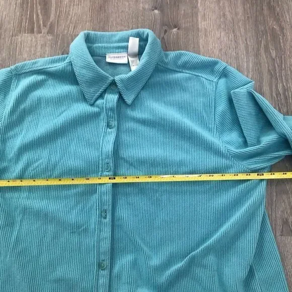 Elisabeth by Liz Claiborne Corduroy Long Sleeve Blue Shirt Petite 2 Plus Size - Picture 8 of 9